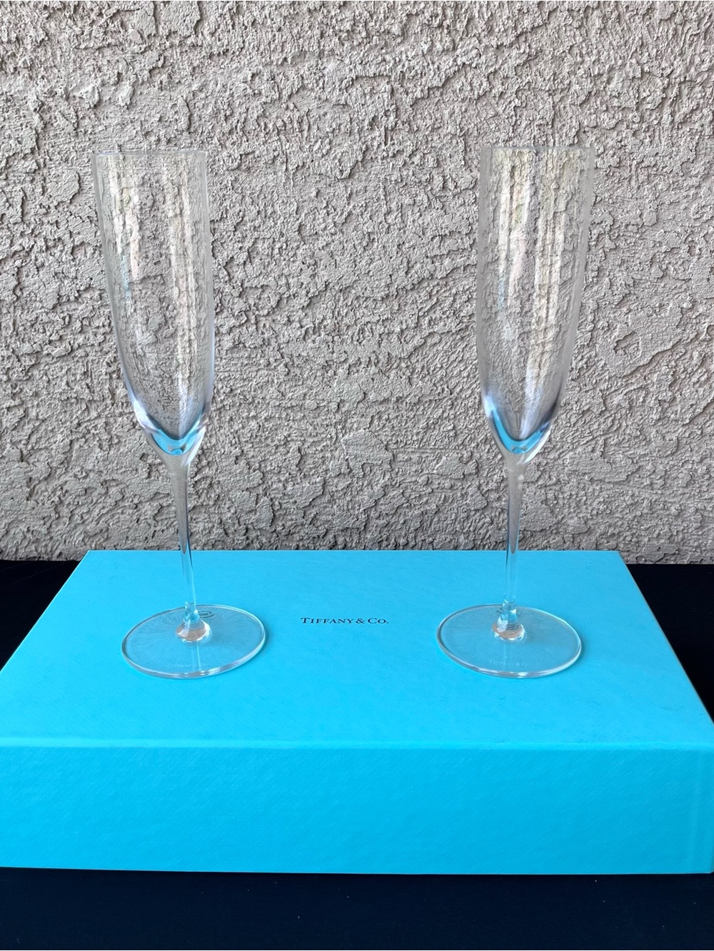 Tiffany & Co. Crystal Champagne Flutes Set of 2 w/ Original Blue Box - Picture 1 of 4